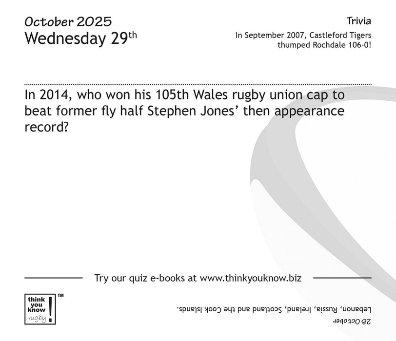 2025 Think You Know Rugby Page-A-Day Calendar