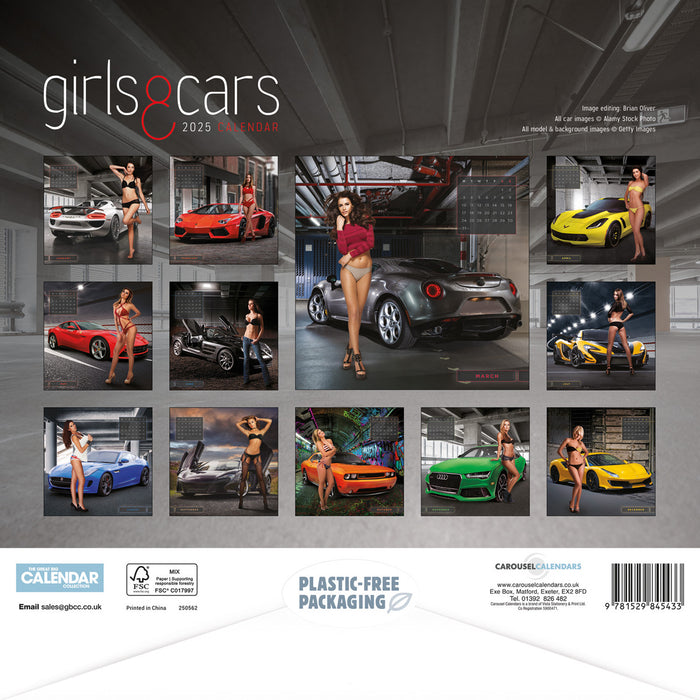 2025 Girls & Cars Wall Calendar