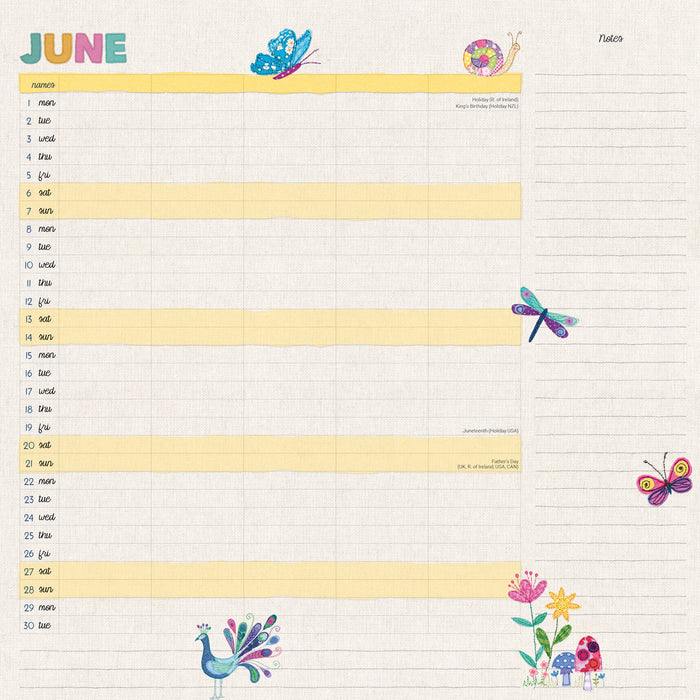 Mums Fabric Household 2026 Square Wall Calendar