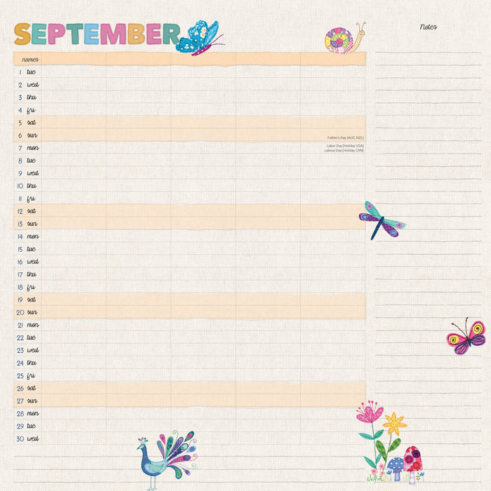 Mums Fabric Household 2026 Square Wall Calendar