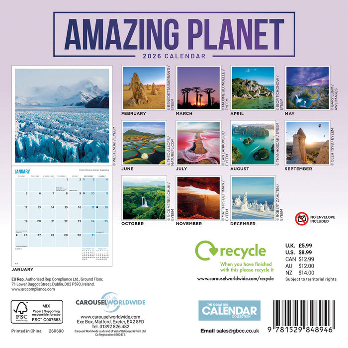 Amazing Planet 2026 Mini Wall Calendar