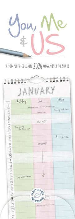 You Me and Us 2026 Slimline Wall Calendar