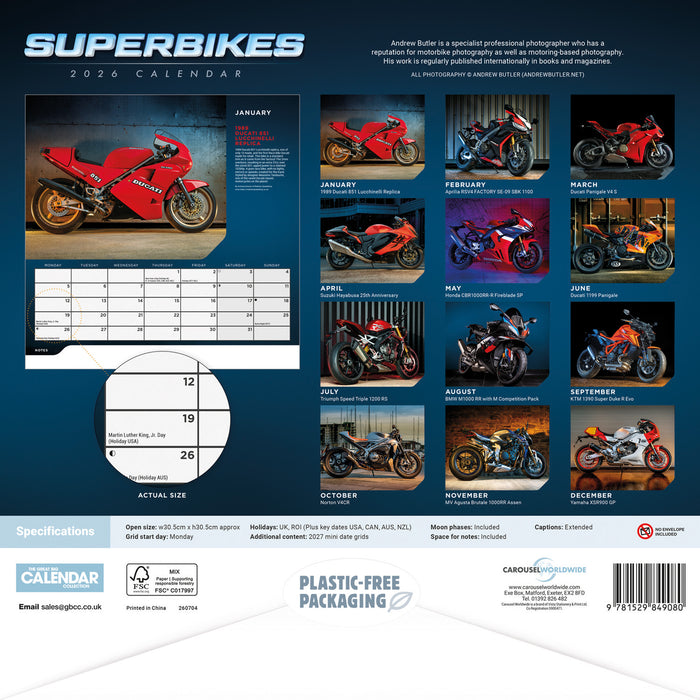 Superbikes  2026 Square Wall Calendar