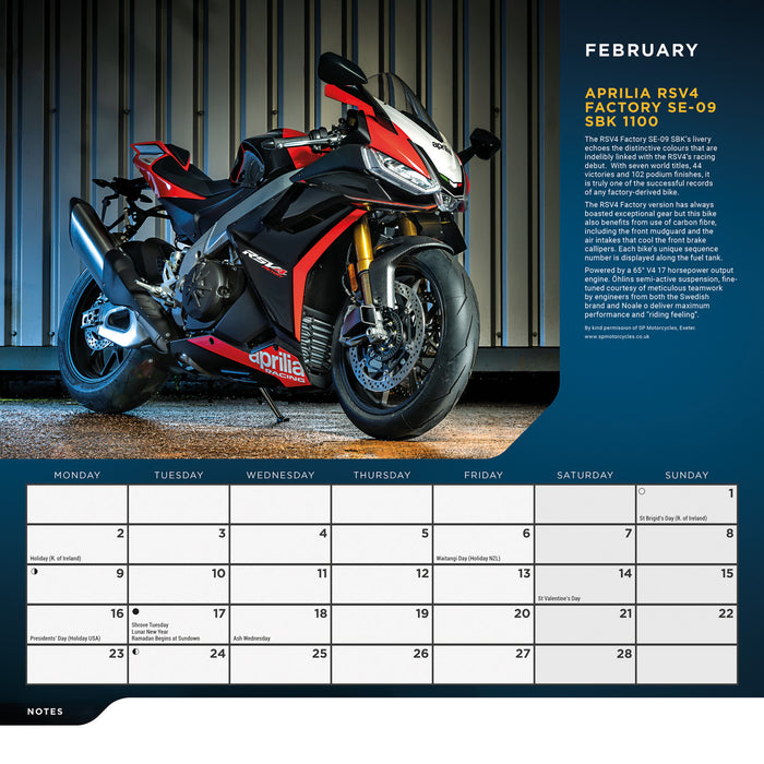 Superbikes  2026 Square Wall Calendar