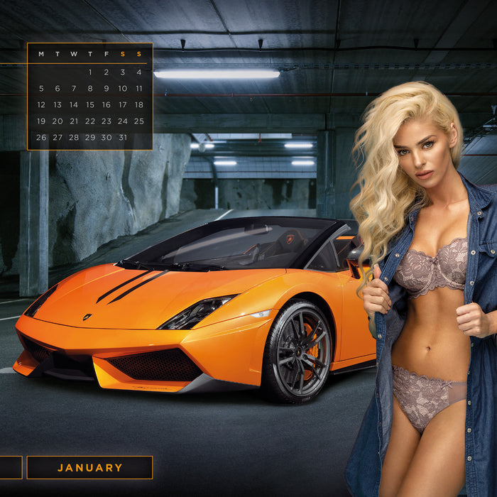 Girls & Cars  2026 Square Wall Calendar