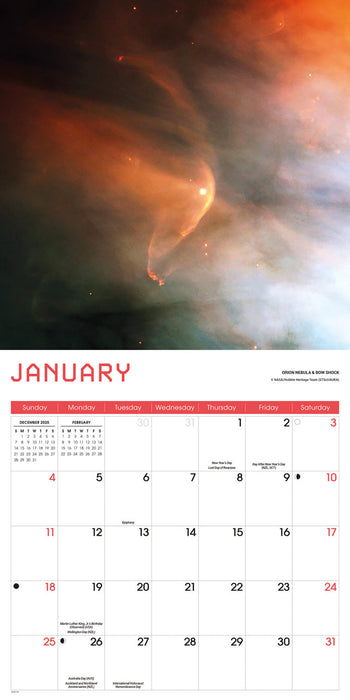 Hubble Space Telescope 2026 Square Wall Calendar