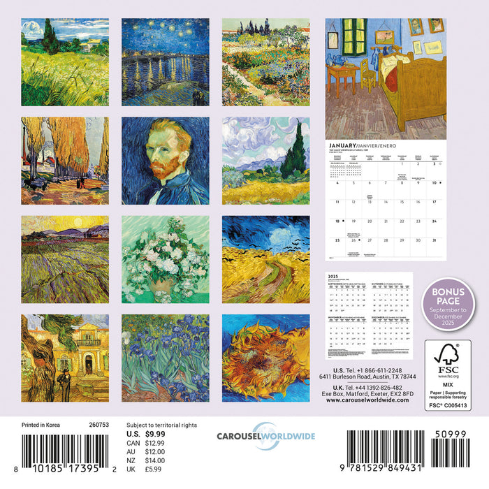 Van Gogh 2026 Mini Wall Calendar
