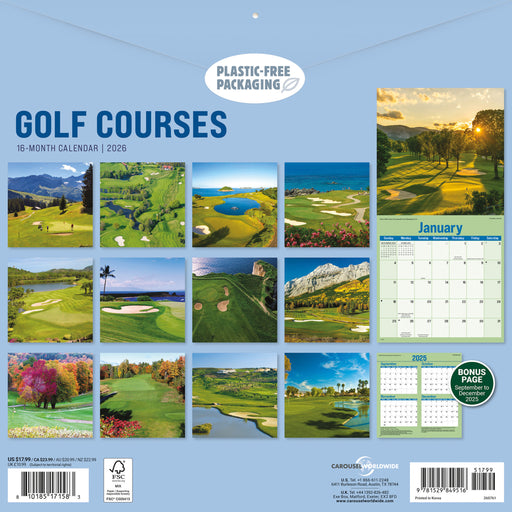 Golf Courses Photo 2026 Square Wall Calendar