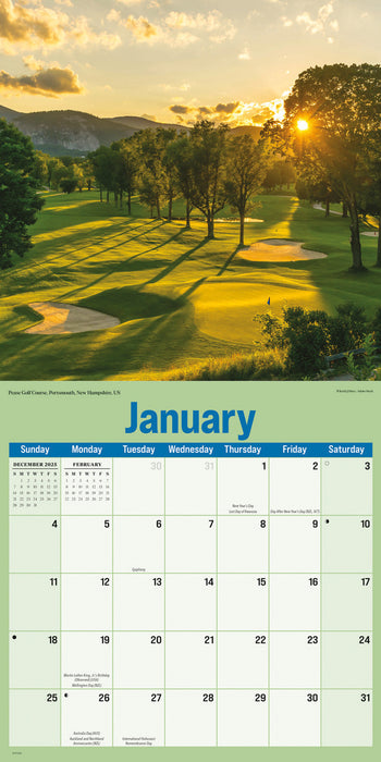 Golf Courses Photo 2026 Square Wall Calendar