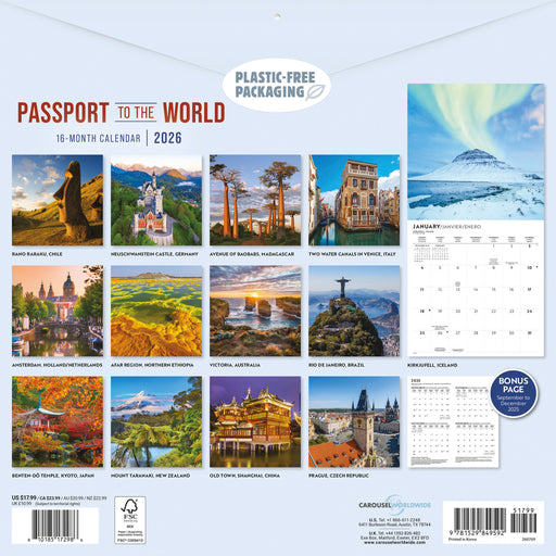 Passports to the World 2026 Square Wall Calendar