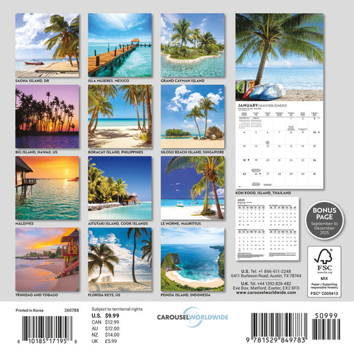 Island Paradise 2026 Mini Wall Calendar