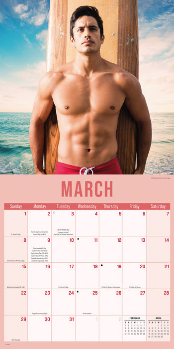 Hunks in Trunks 2026 Square Wall Calendar