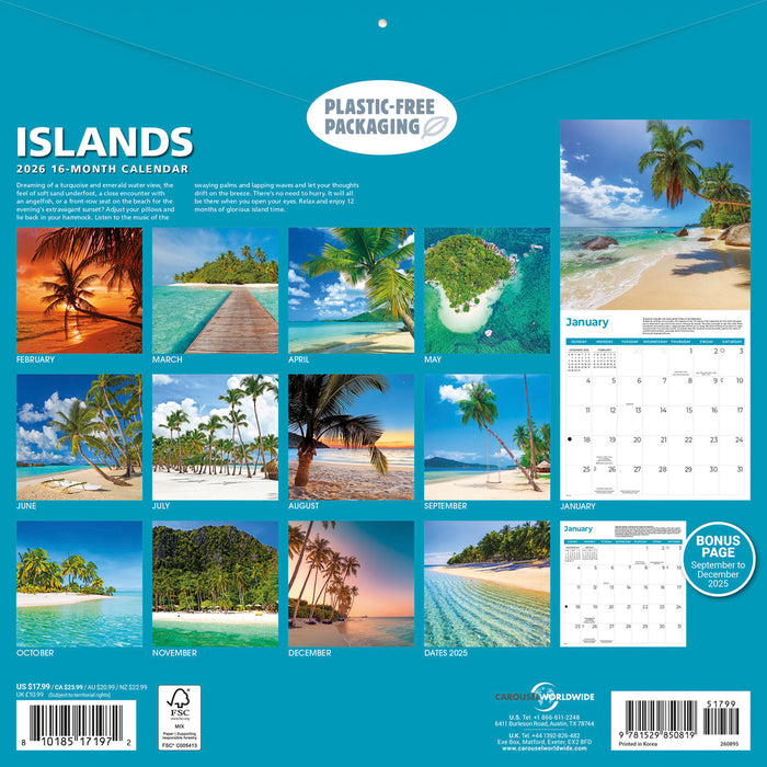 Islands 2026 Square Wall Calendar