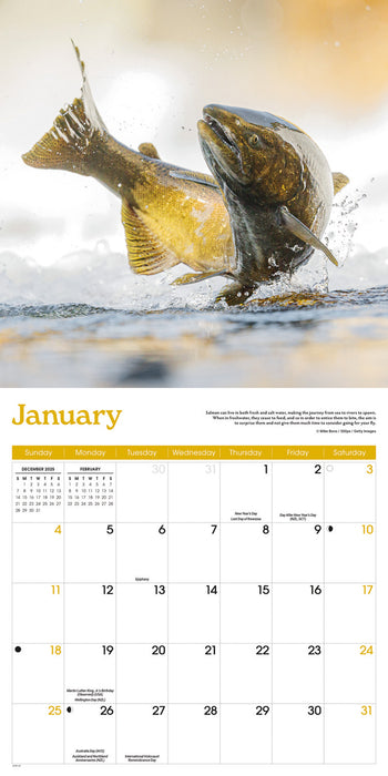Gone Fishing 2026 Square Wall Calendar