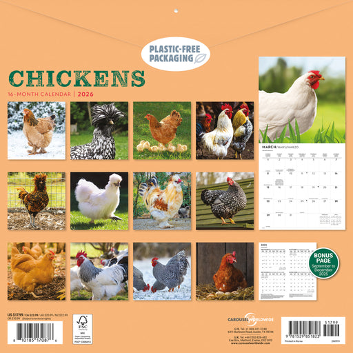 Chickens 2026 Square Wall Calendar