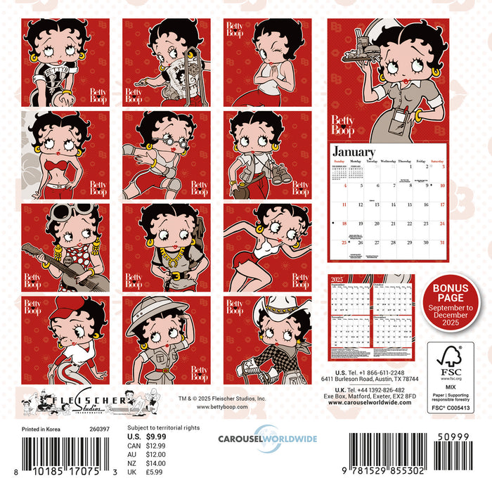 Betty Boop 2026 Mini Wall Calendar