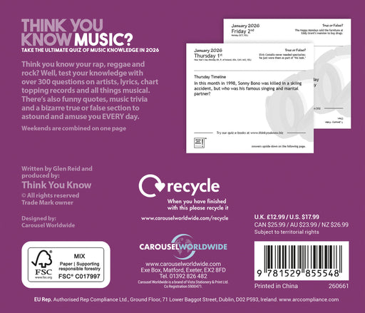 Think You Know Music 2026 Page-A-Day Calendar