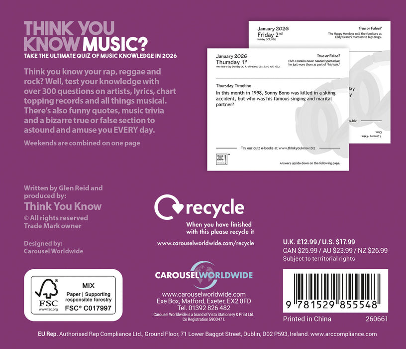 Think You Know Music 2026 Page-A-Day Calendar