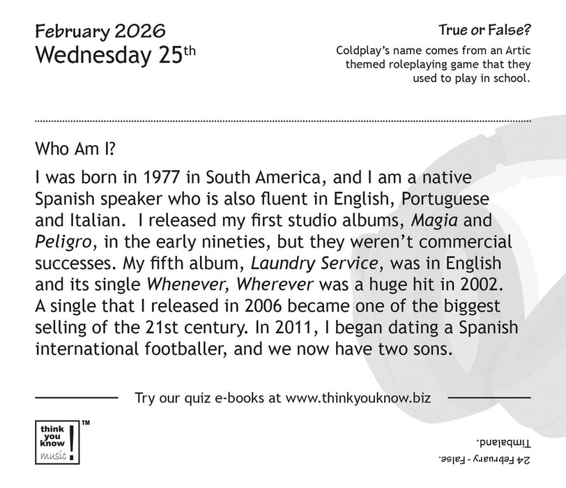 Think You Know Music 2026 Page-A-Day Calendar