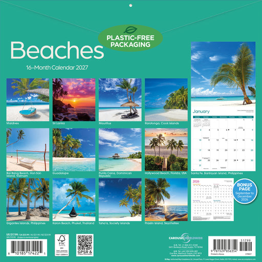 Beaches 2027 Square Wall Calendar