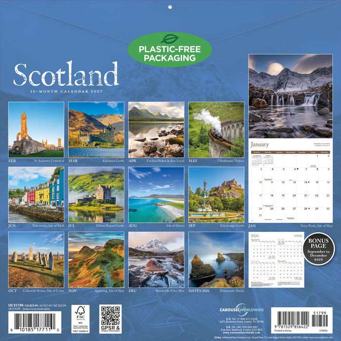 Scotland 2027 Square Wall Calendar