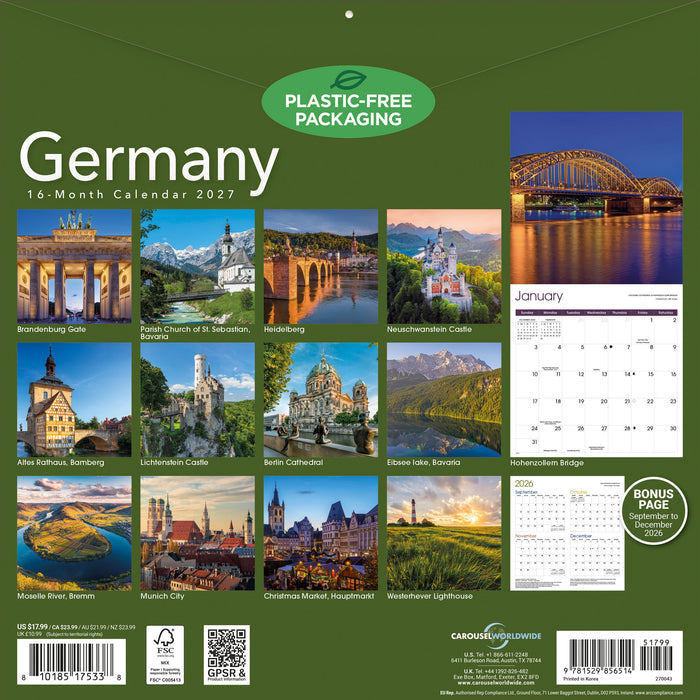 Germany 2027 Square Wall Calendar