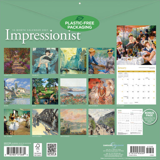 Impressionist 2027 Square Wall Calendar