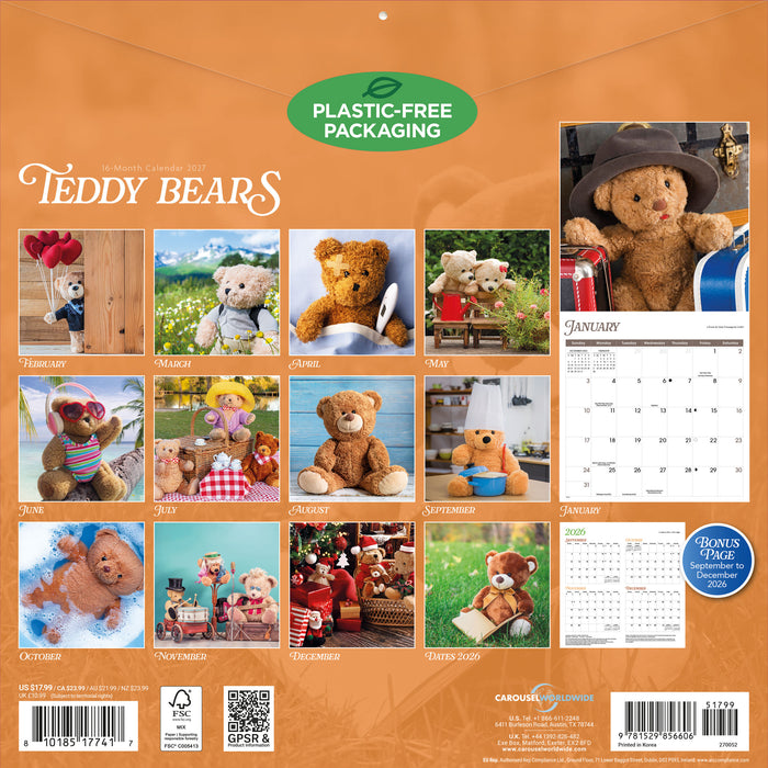 Teddy Bears 2027 Square Wall Calendar