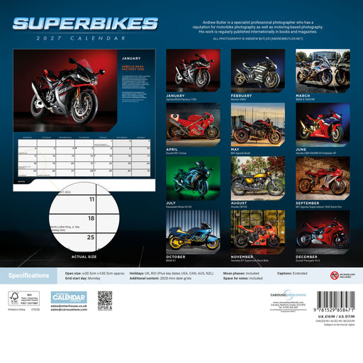 Superbikes Wiro 2027 Square Wall Calendar
