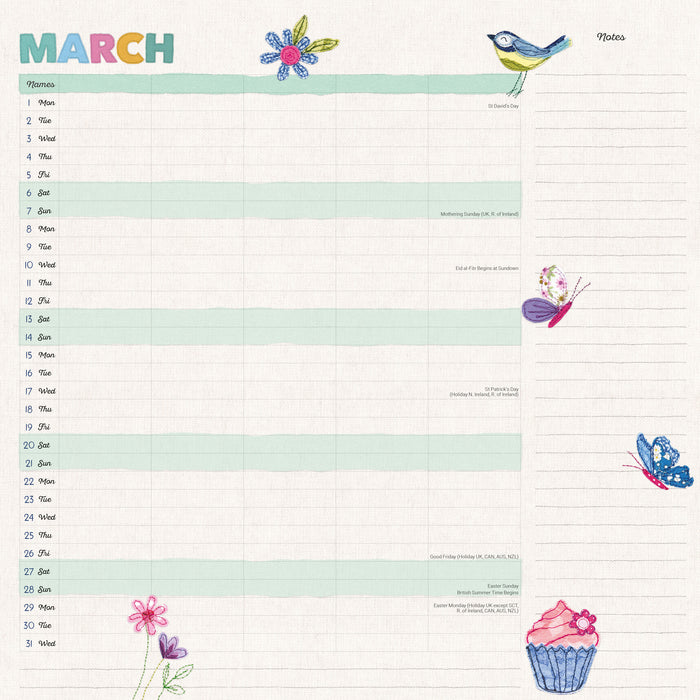 Mums Fabric Household 2027 Square Wall Calendar