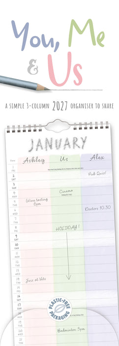 You Me and Us 2027 Slimline Wall Calendar