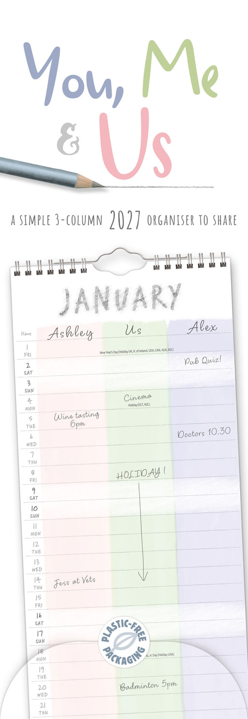 You Me and Us 2027 Slimline Wall Calendar