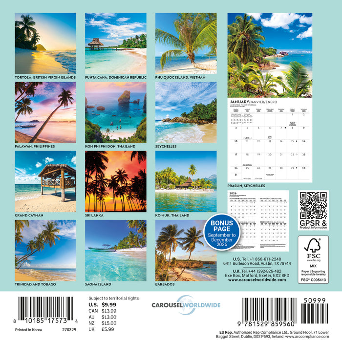 Island Paradise 2027 Mini Wall Calendar
