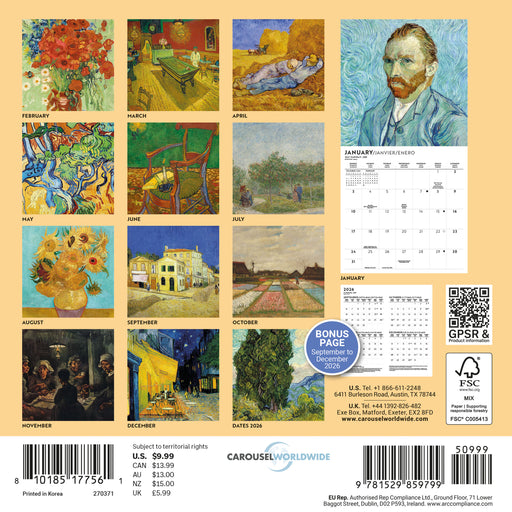 Van Gogh 2027 Mini Wall Calendar