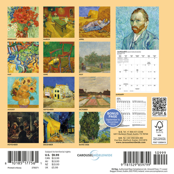 Van Gogh 2027 Mini Wall Calendar