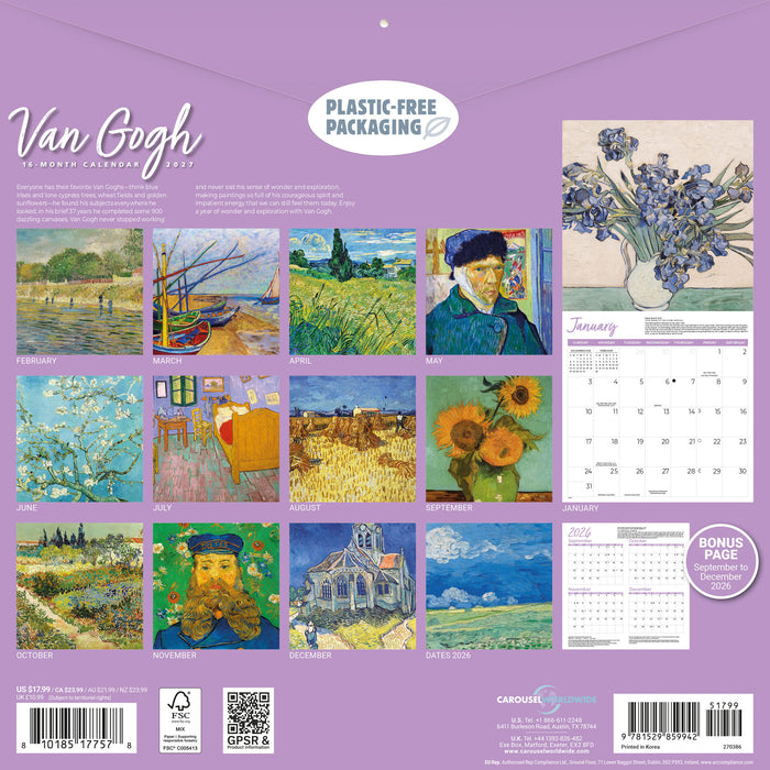 Van Gogh 2027 Square Wall Calendar