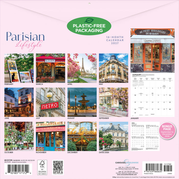 A Parisian Lifestyle 2027 Square Wall Calendar