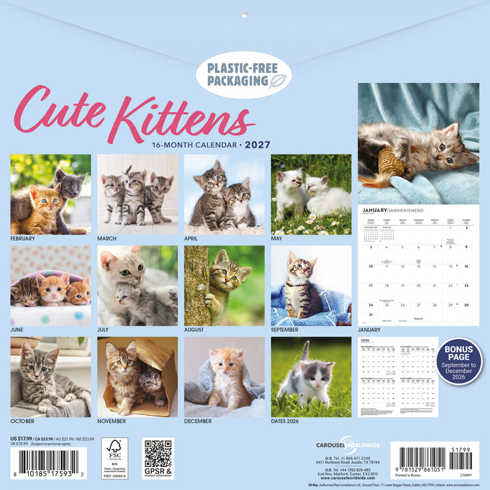 Kittens Cute 2027 Square Wall Calendar