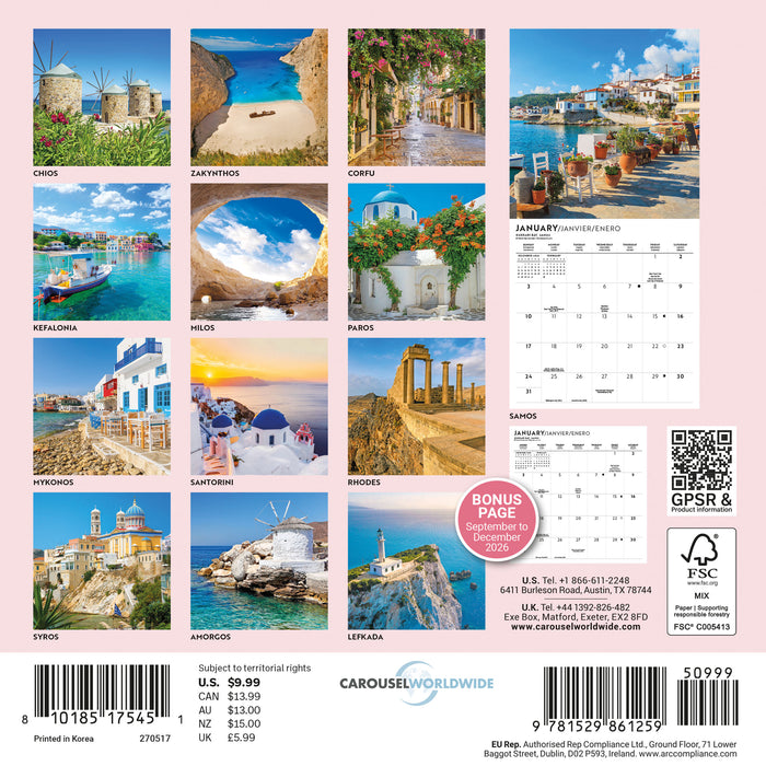 Greek Isles 2027 Mini Wall Calendar