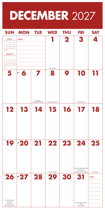 Mega Grid 2027 Square Wall Calendar