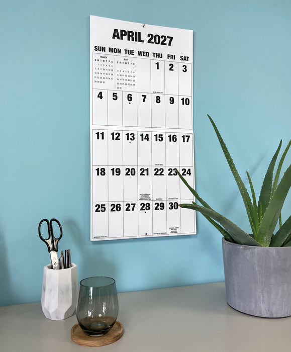 Big Letters Big Numbers 2027 Square Wall Calendar