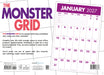 Monster Grid 2027 Large Wall Calendar