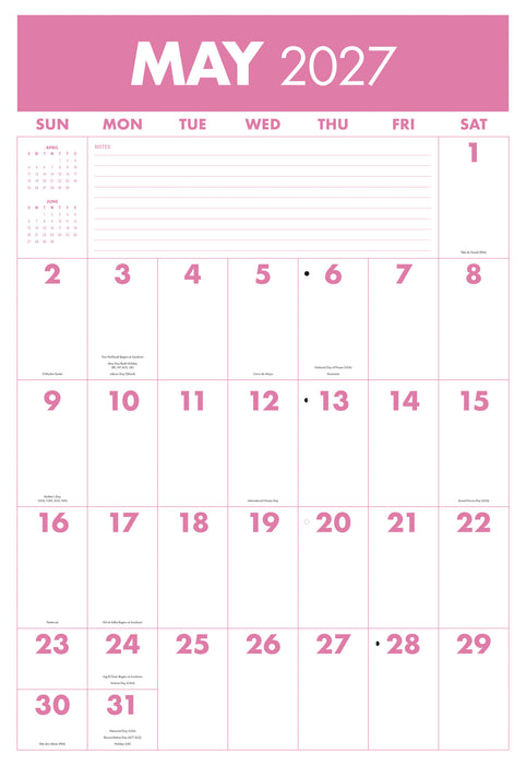 Monster Grid 2027 Large Wall Calendar