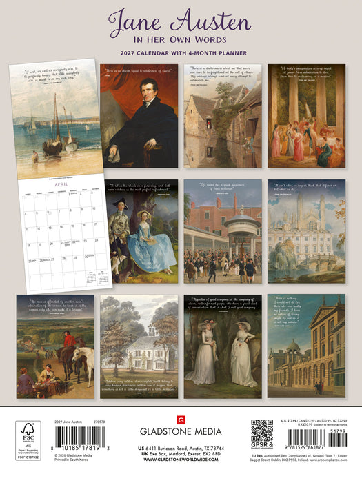 Jane Austen 2027 Wall Calendar