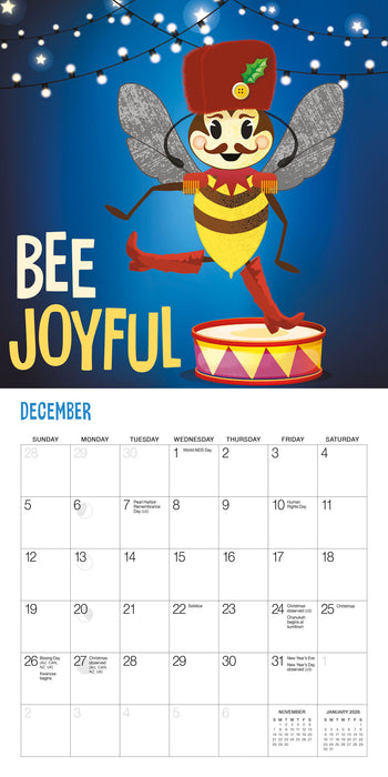 Bee Happy 2027 Mini Wall Calendar