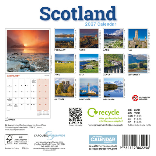 Scotland 2027 Mini Wall Calendar