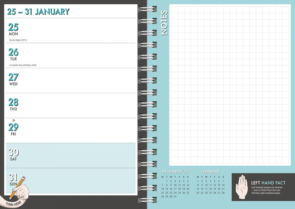 Left Handed 2027 Weekly Diary