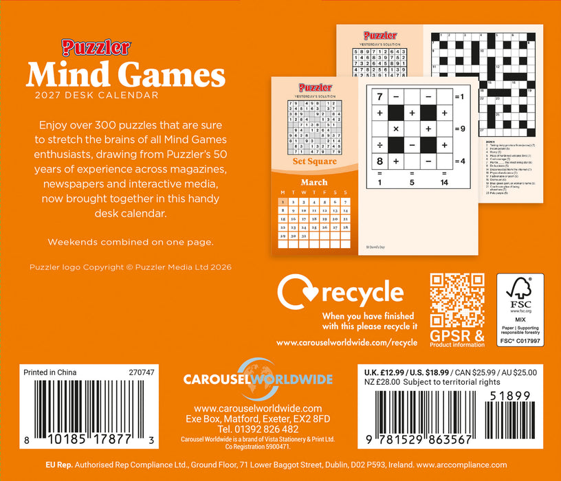 Mind Games Puzzler 2027 Page-A-Day Calendar
