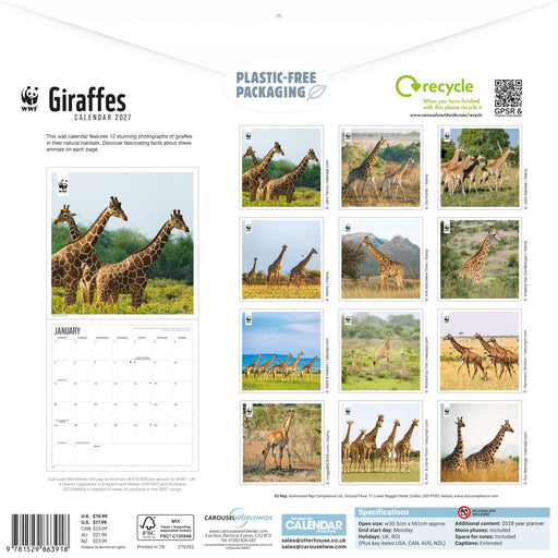WWF Giraffes 2027 Square Wall Calendar