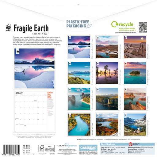 WWF Fragile Earth 2027 Square Wall Calendar